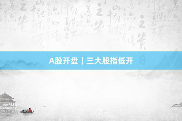 A股开盘｜三大股指低开