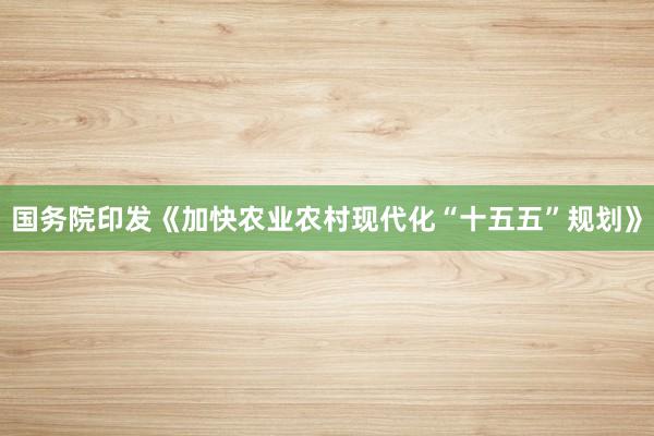 国务院印发《加快农业农村现代化“十五五”规划》