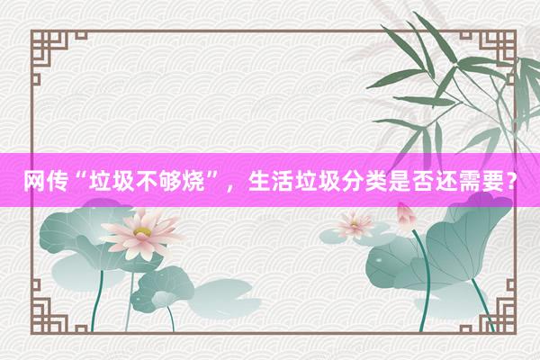 网传“垃圾不够烧”，生活垃圾分类是否还需要？