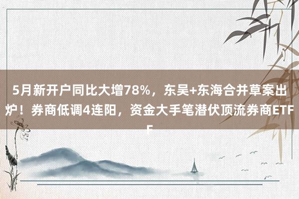 5月新开户同比大增78%，东吴+东海合并草案出炉！券商低调4连阳，资金大手笔潜伏顶流券商ETF