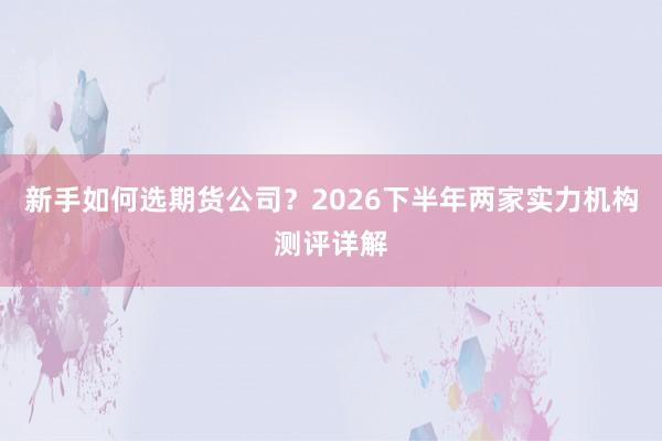 新手如何选期货公司？2026下半年两家实力机构测评详解