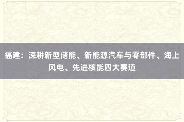福建：深耕新型储能、新能源汽车与零部件、海上风电、先进核能四大赛道