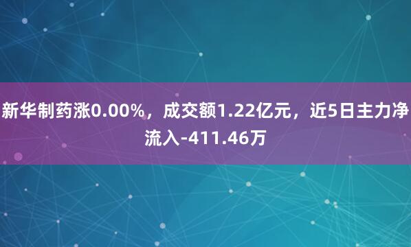 新华制药涨0.00%，成交额1.22亿元，近5日主力净流入-411.46万