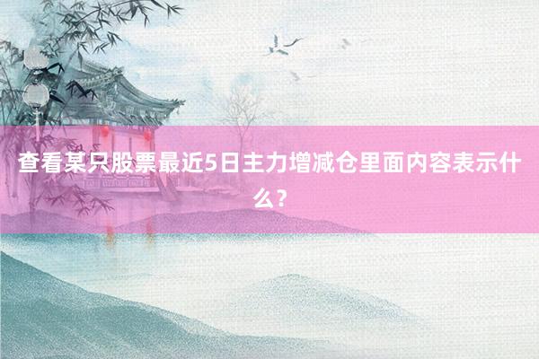 查看某只股票最近5日主力增减仓里面内容表示什么？