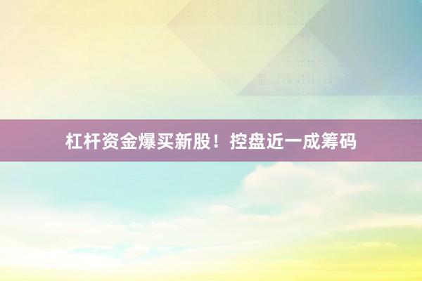 杠杆资金爆买新股！控盘近一成筹码