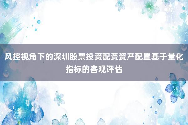 风控视角下的深圳股票投资配资资产配置基于量化指标的客观评估