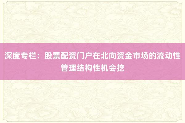深度专栏：股票配资门户在北向资金市场的流动性管理结构性机会挖