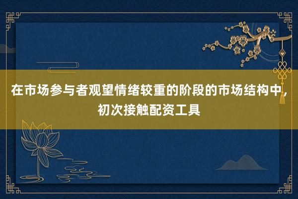 在市场参与者观望情绪较重的阶段的市场结构中，初次接触配资工具