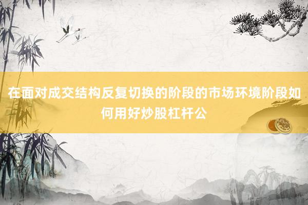 在面对成交结构反复切换的阶段的市场环境阶段如何用好炒股杠杆公