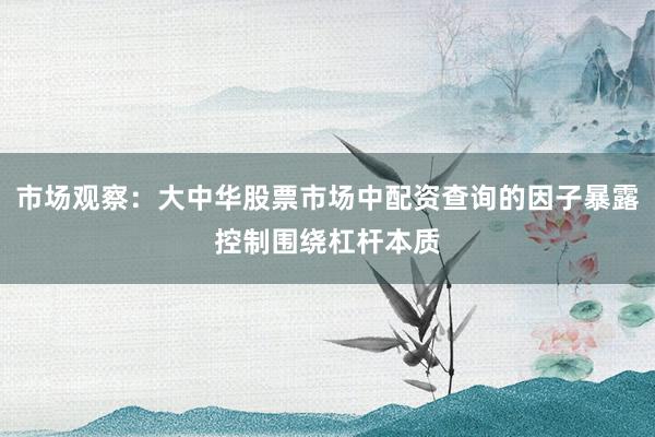 市场观察：大中华股票市场中配资查询的因子暴露控制围绕杠杆本质