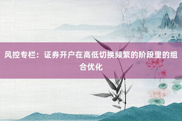 风控专栏：证券开户在高低切换频繁的阶段里的组合优化