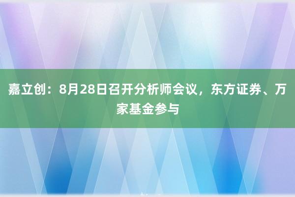 嘉立创：8月28日召开分析师会议，东方证券、万家基金参与