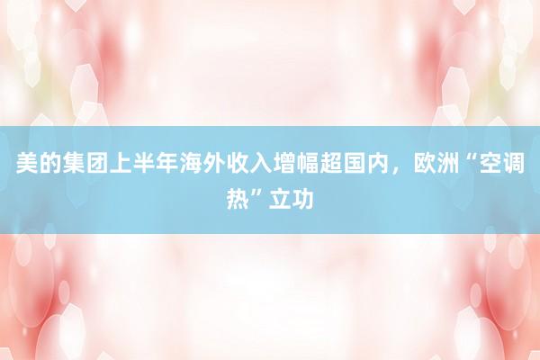 美的集团上半年海外收入增幅超国内，欧洲“空调热”立功