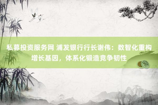 私募投资服务网 浦发银行行长谢伟：数智化重构增长基因，体系化锻造竞争韧性