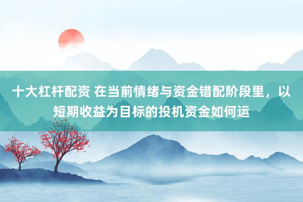 十大杠杆配资 在当前情绪与资金错配阶段里，以短期收益为目标的投机资金如何运