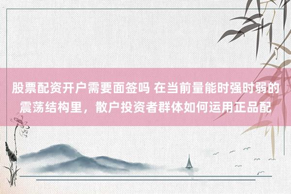 股票配资开户需要面签吗 在当前量能时强时弱的震荡结构里，散户投资者群体如何运用正品配