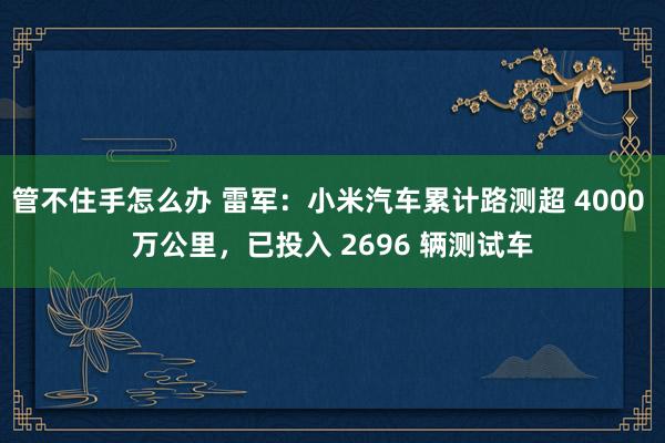 管不住手怎么办 雷军：小米汽车累计路测超 4000 万公里，已投入 2696 辆测试车