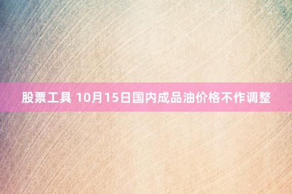 股票工具 10月15日国内成品油价格不作调整
